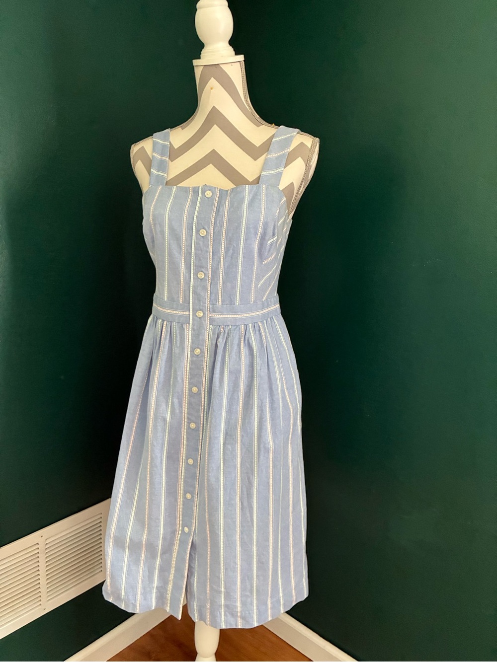 Draper James Classic Blue Striped Button-Front Sundress
